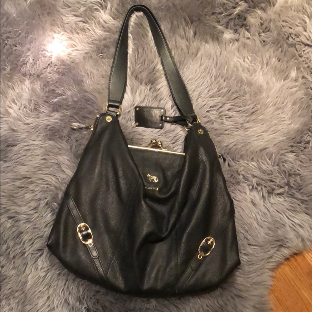 Emma Fox Classic Frame Black Leather Purse